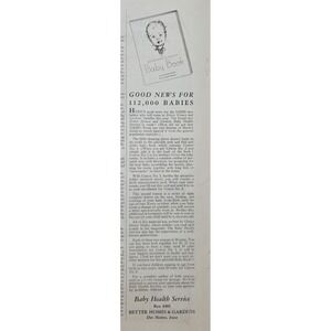Better Homes & Gardens Baby Book Health Service Course 1 & 2 Vintage Ad